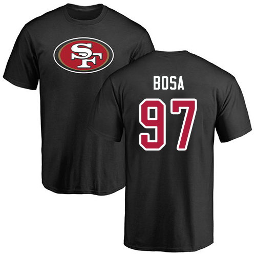 Men San Francisco 49ers Black Nick Bosa Name and Number Logo #97 NFL T Shirt->san francisco 49ers->NFL Jersey